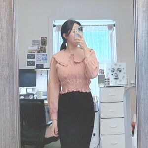 Zara elasticized top with collar detail